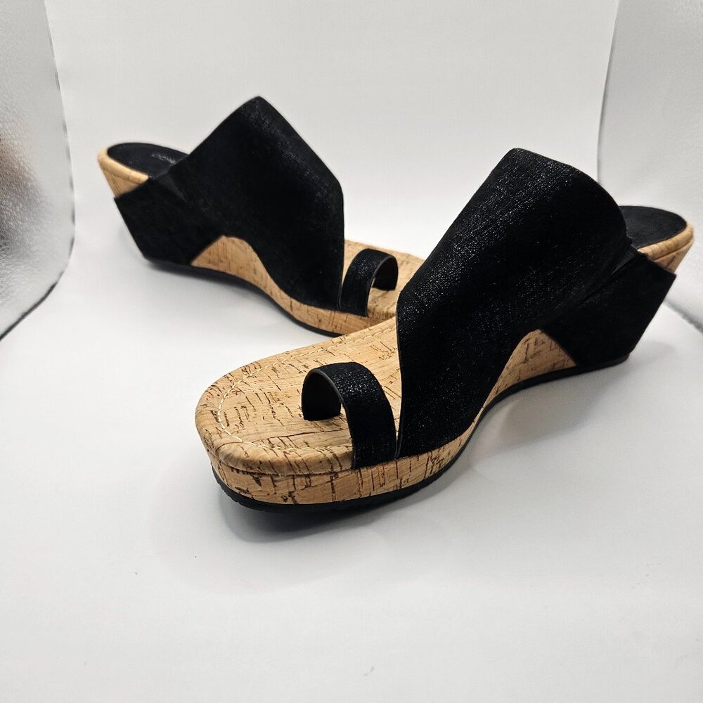 Donald J. Pliner Black Sandals with Cork Wedge